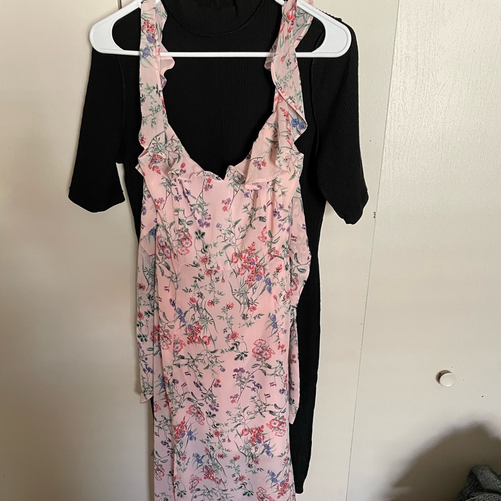 Forever21, Floral Maxi Dress, Ruffle Spaghetti Strap, Tie Back.